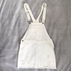 White jean skirt with overalls